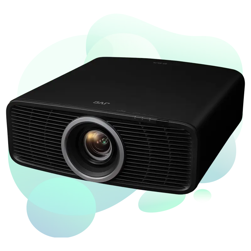 JVC DLA-NZ700 D-ILA laser projector front view showing 80mm motorized 4K lens and chassis